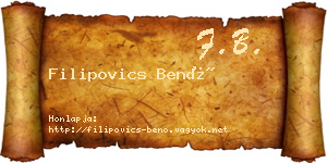 Filipovics Benő névjegykártya